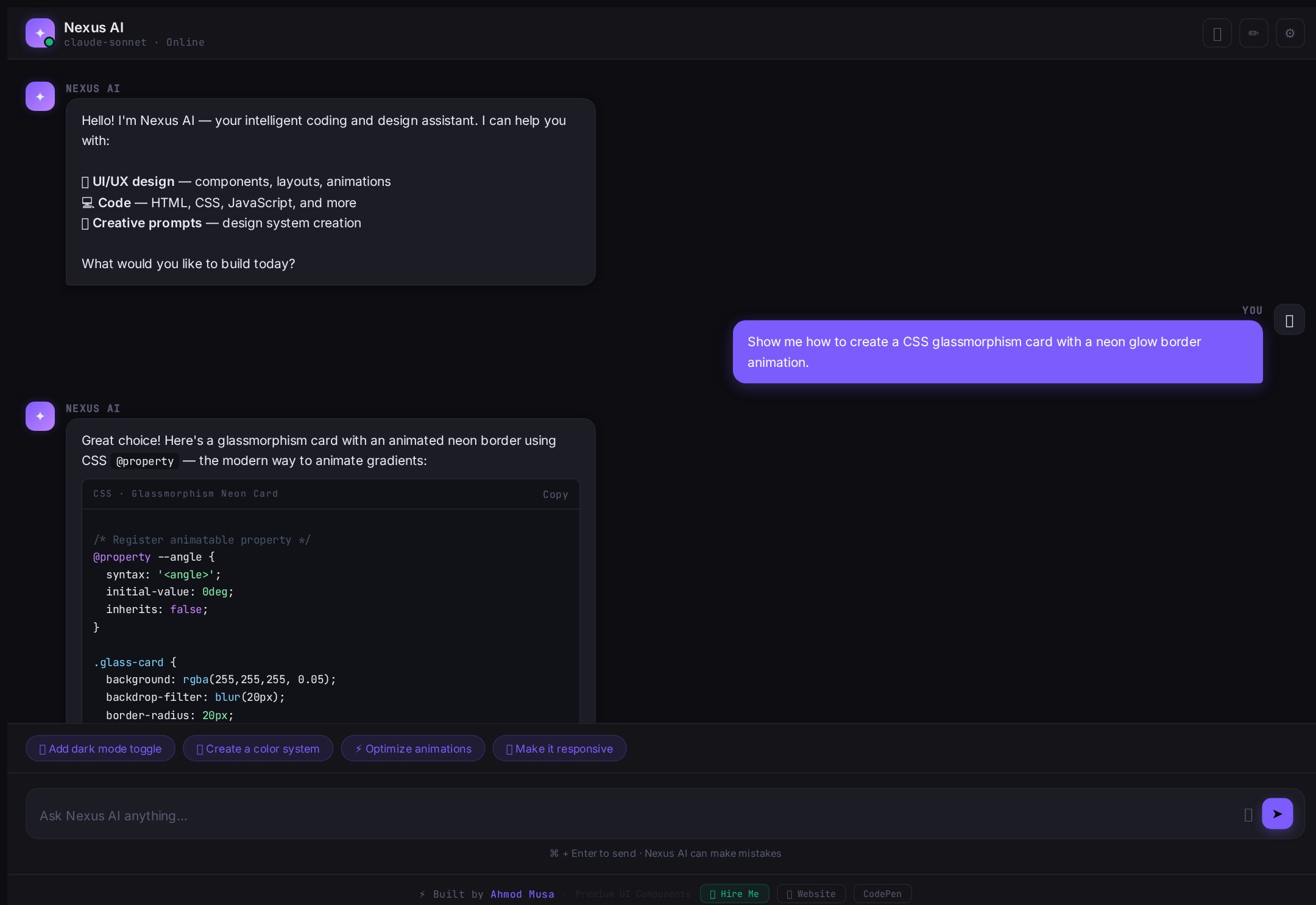 AI Chat UI Template preview